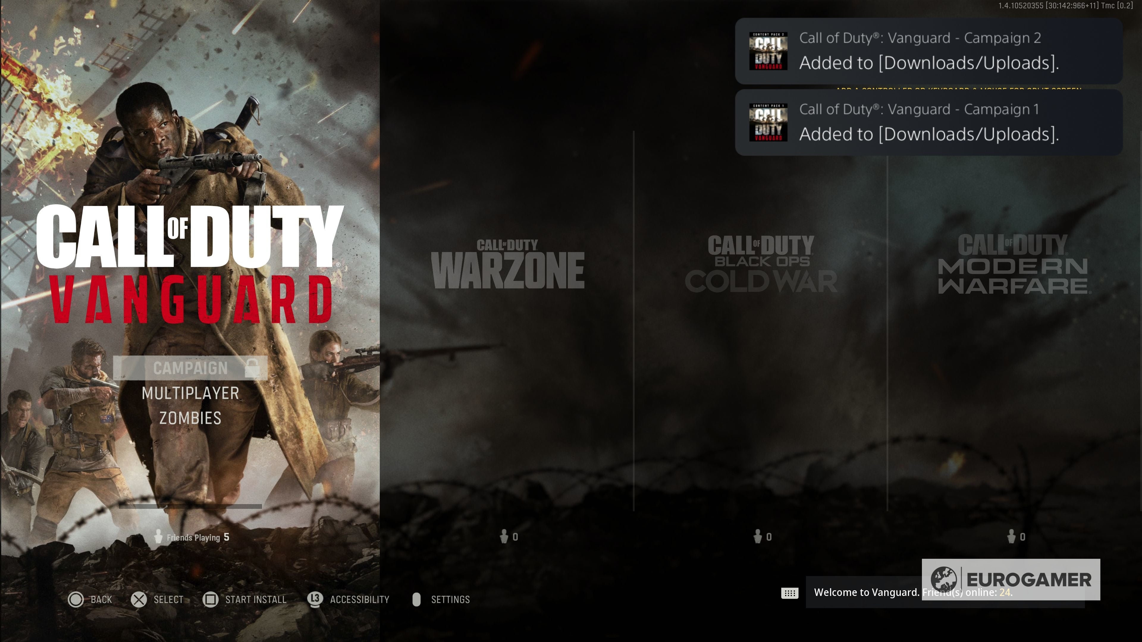 call of duty vanguard campaign not installed ps5